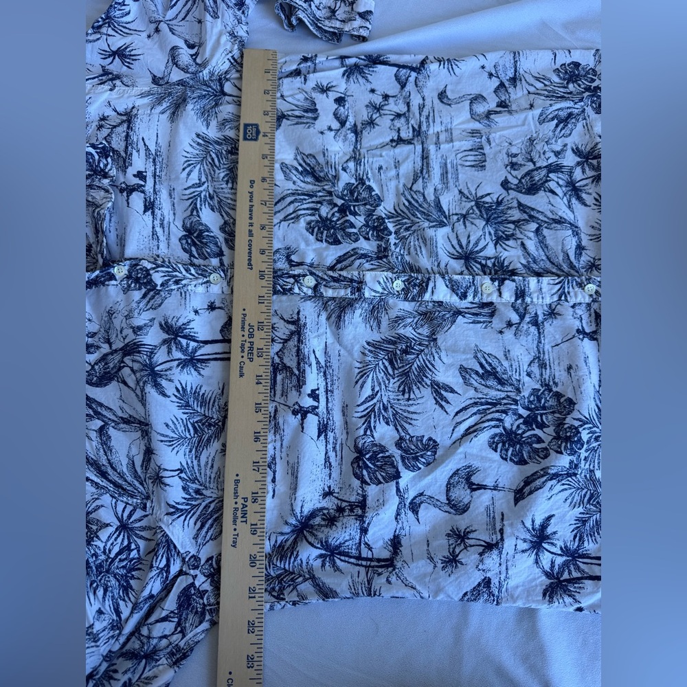 J. McLaughlin White and Blue Tropical Button-Down Shirt - Picture 10 of 10